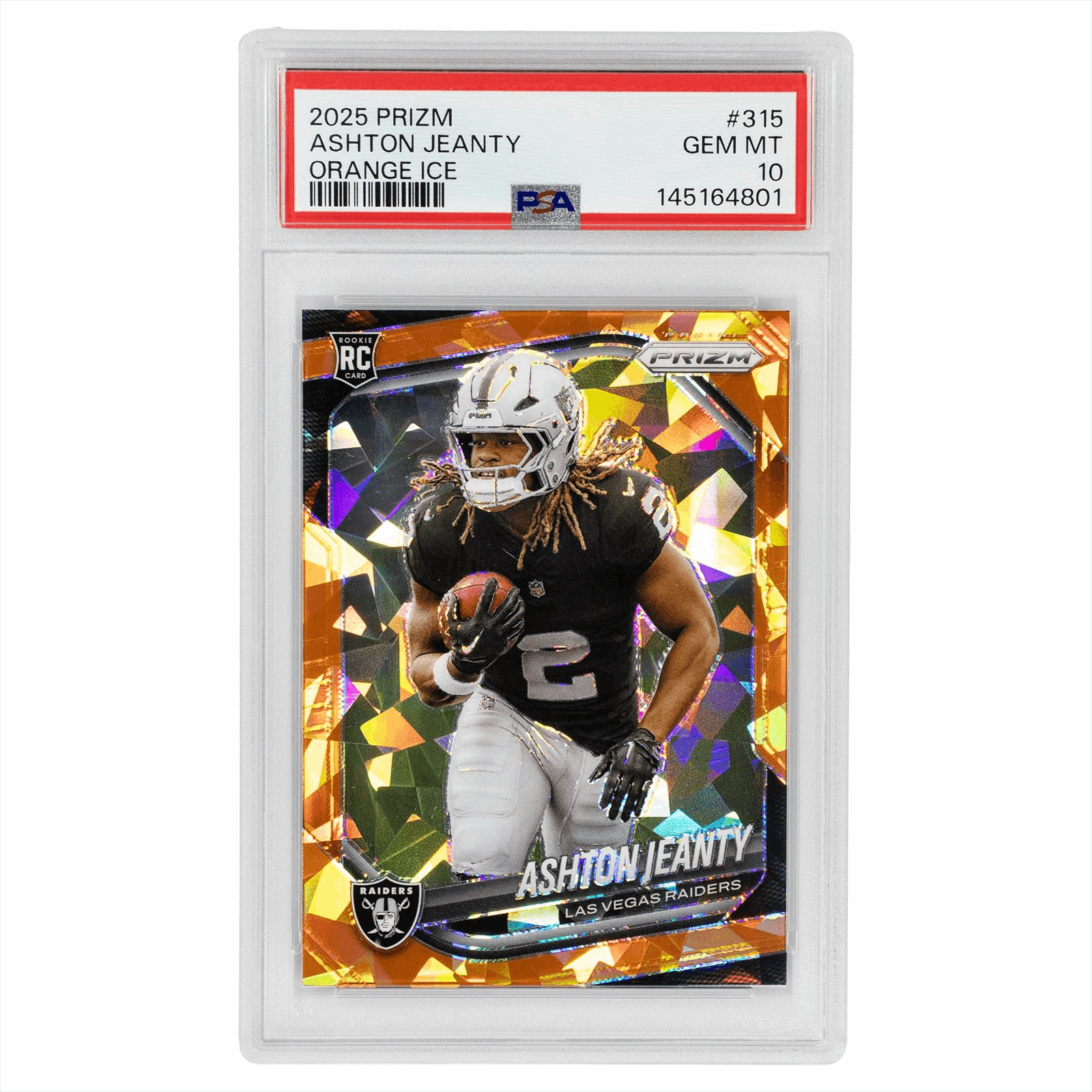 2025 Panini Prizm Ashton Jeanty Orange Ice #315 PSA GEM MT 10 Cert #145164801