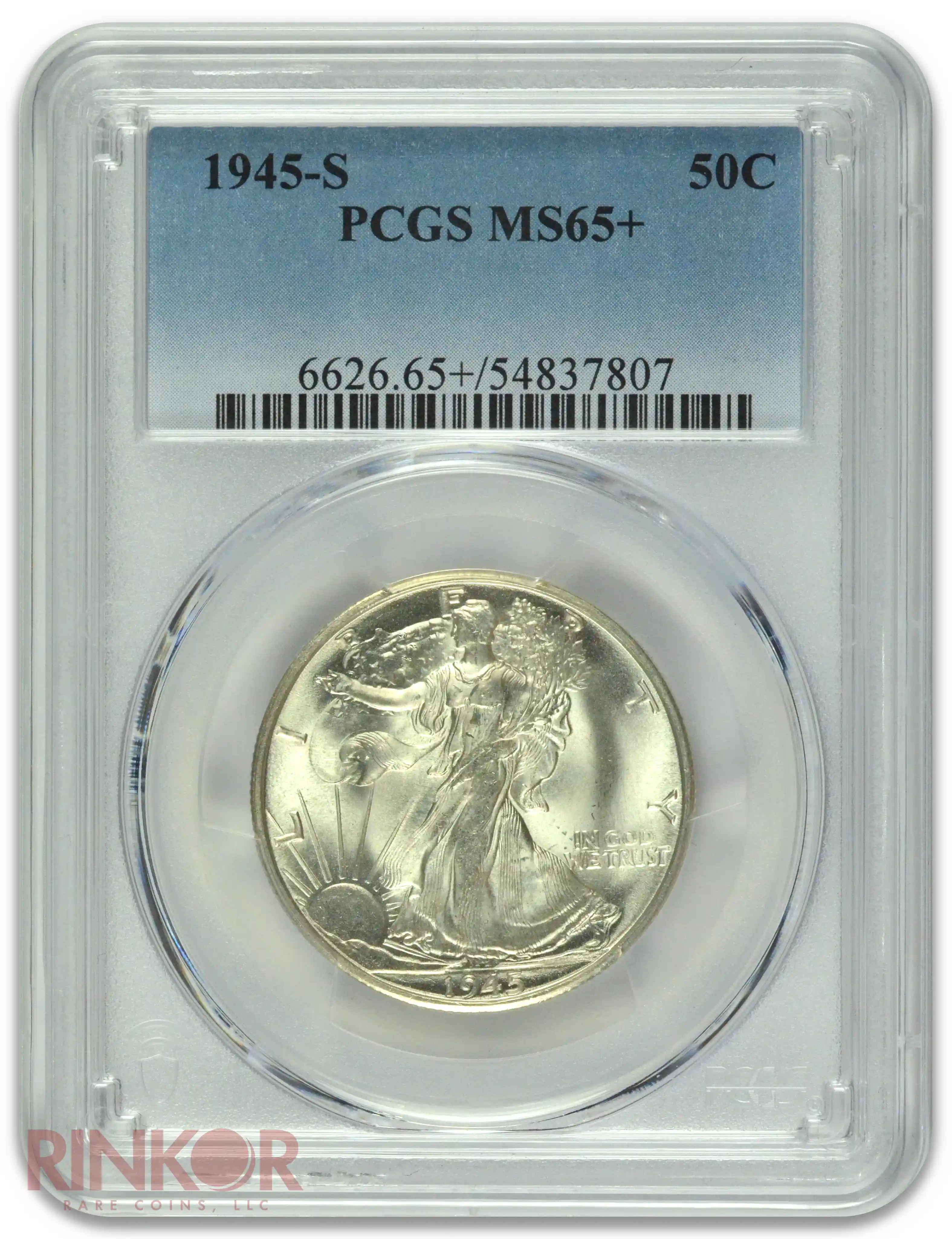 1945-S Walking Liberty Half Dollar PCGS MS 65+