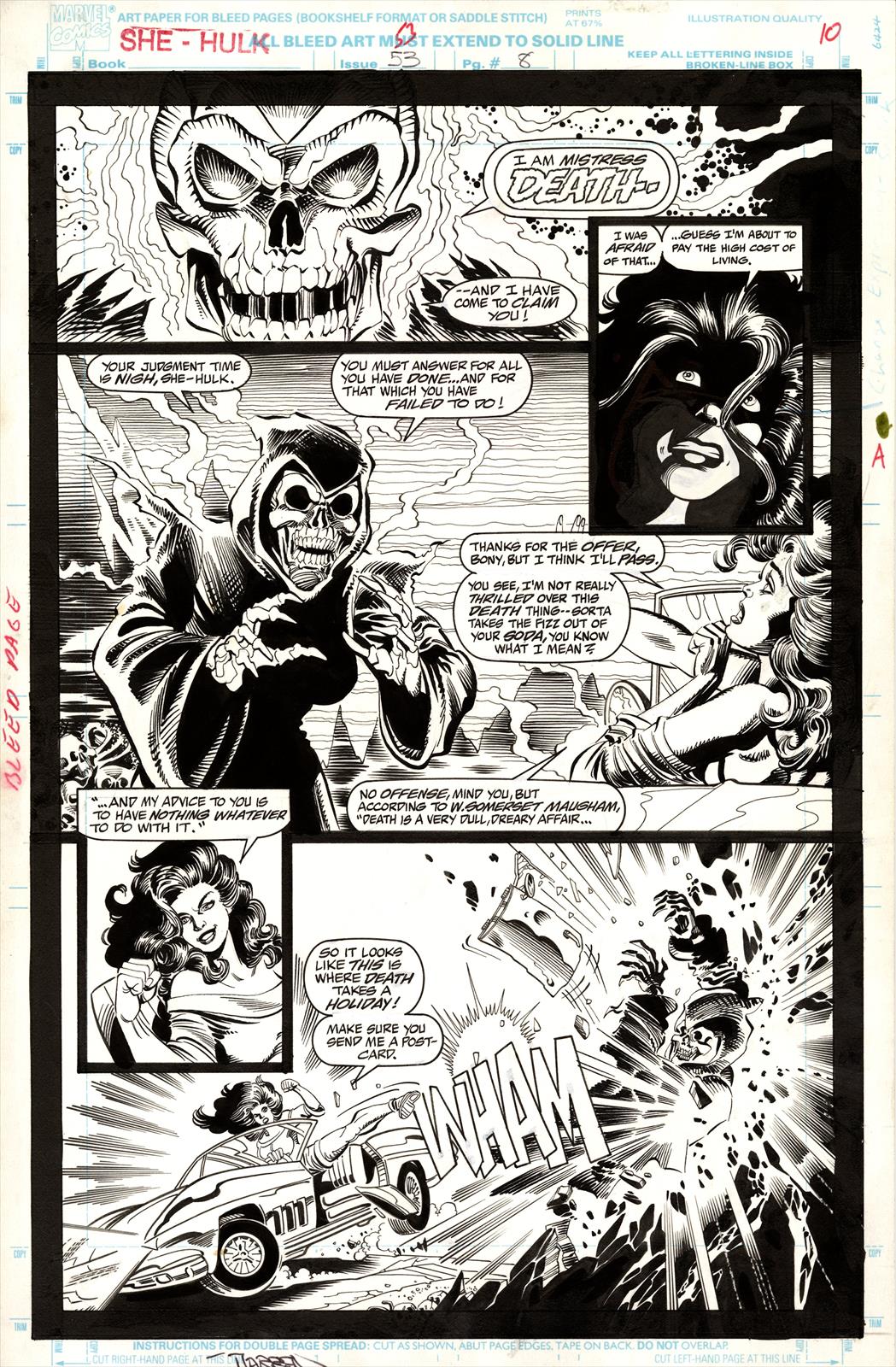 She-Hulk #53 Page 8 Artist:  Darren Auck (Penciller) ,  Mike Decarlo (Inker) Media Type: Pen and Ink Art Type: Interior Page 