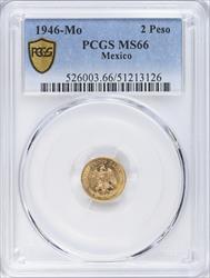 1946 Mexico 2 Peso PCGS  MS66