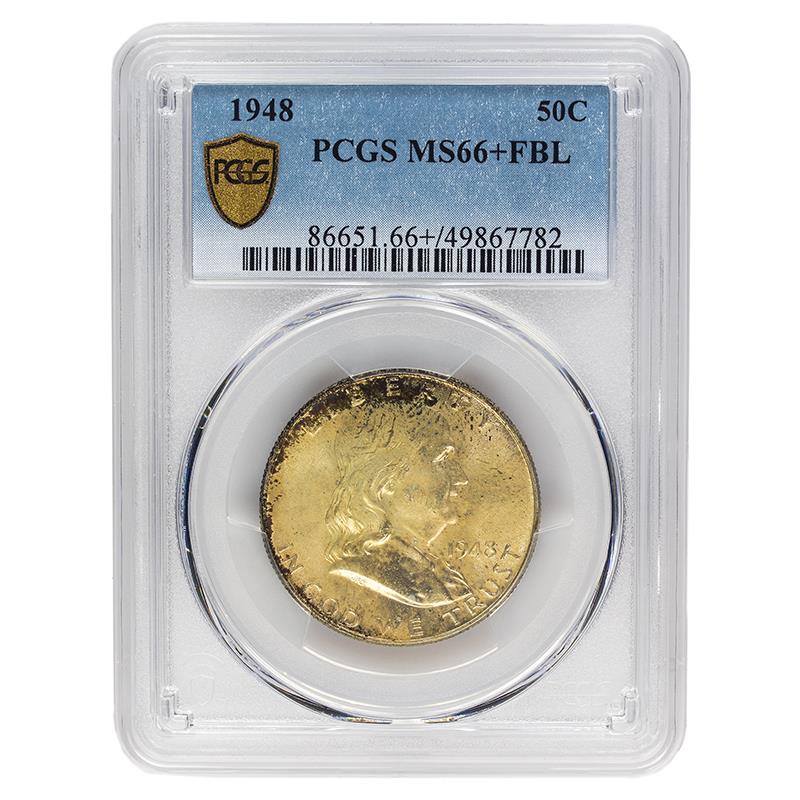 1948 Franklin Half Dollar, 50C PCGS MS 66 + FBL