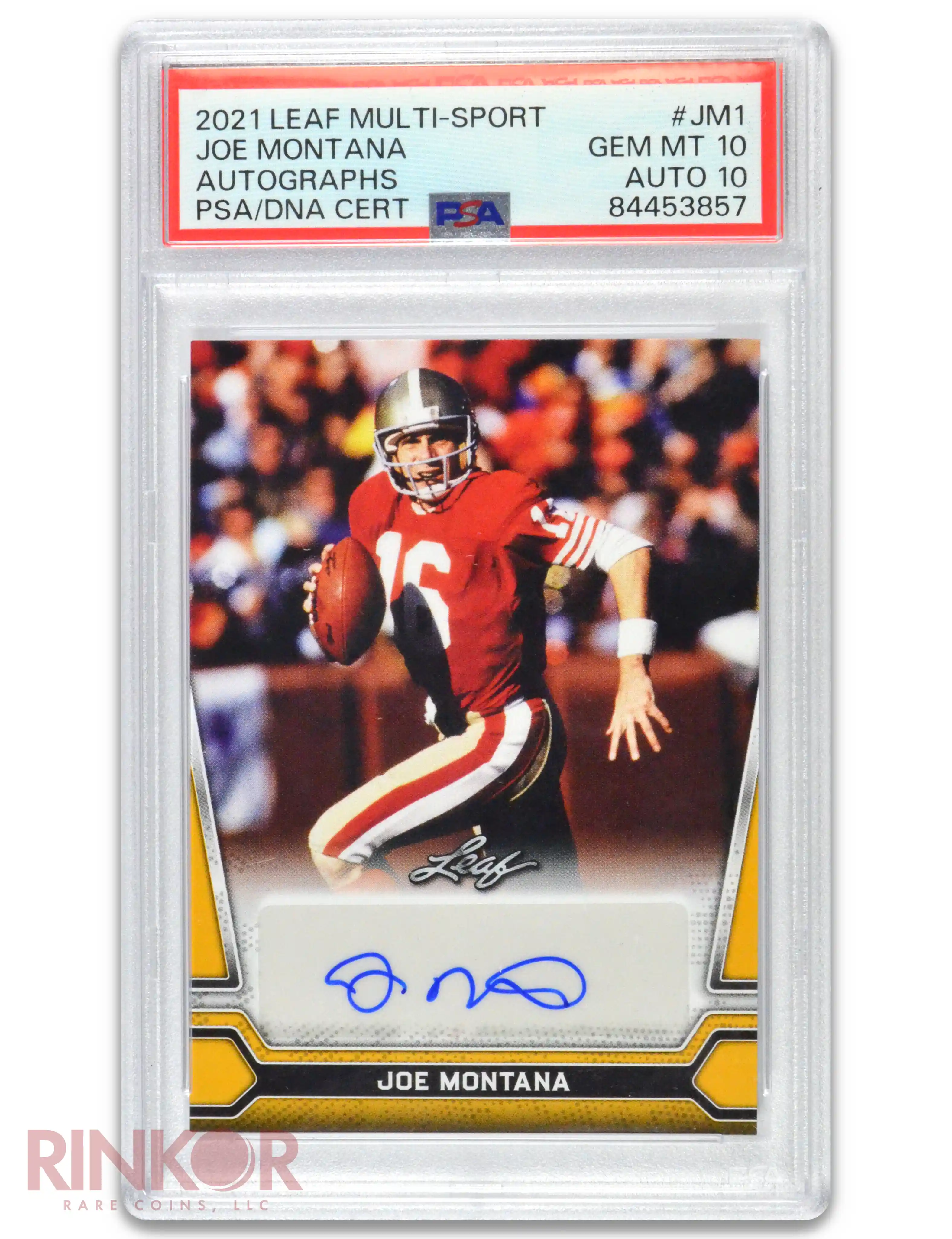 2021 Leaf Multi-Sport Joe Montana Auto PSA/DNA GEM MT 10 AUTO 10