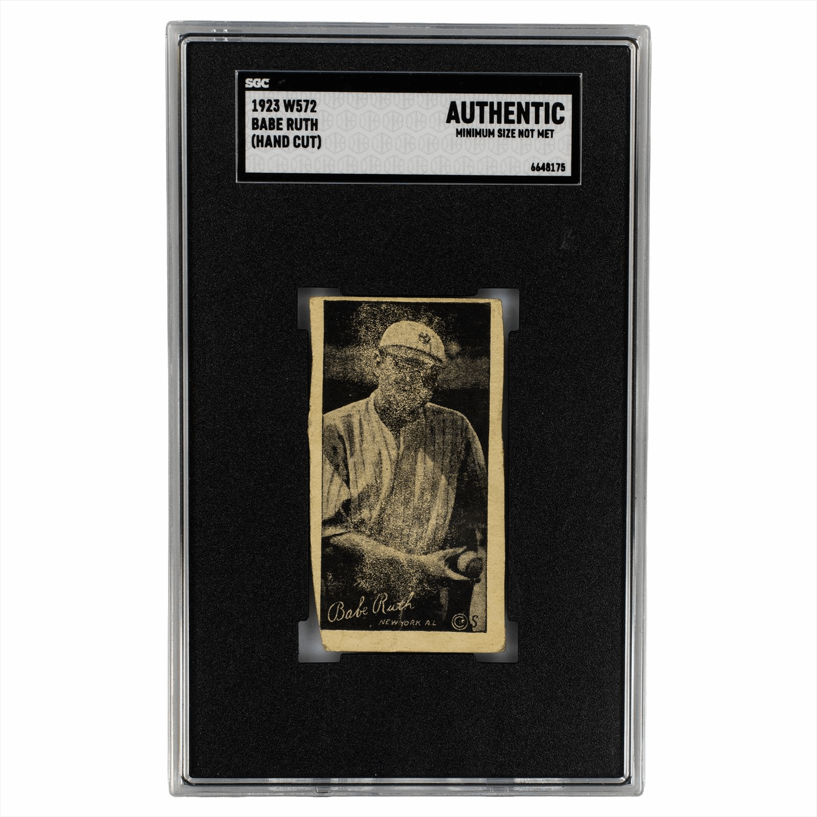 1923 W572 Babe Ruth Hand Cut SGC Authentic