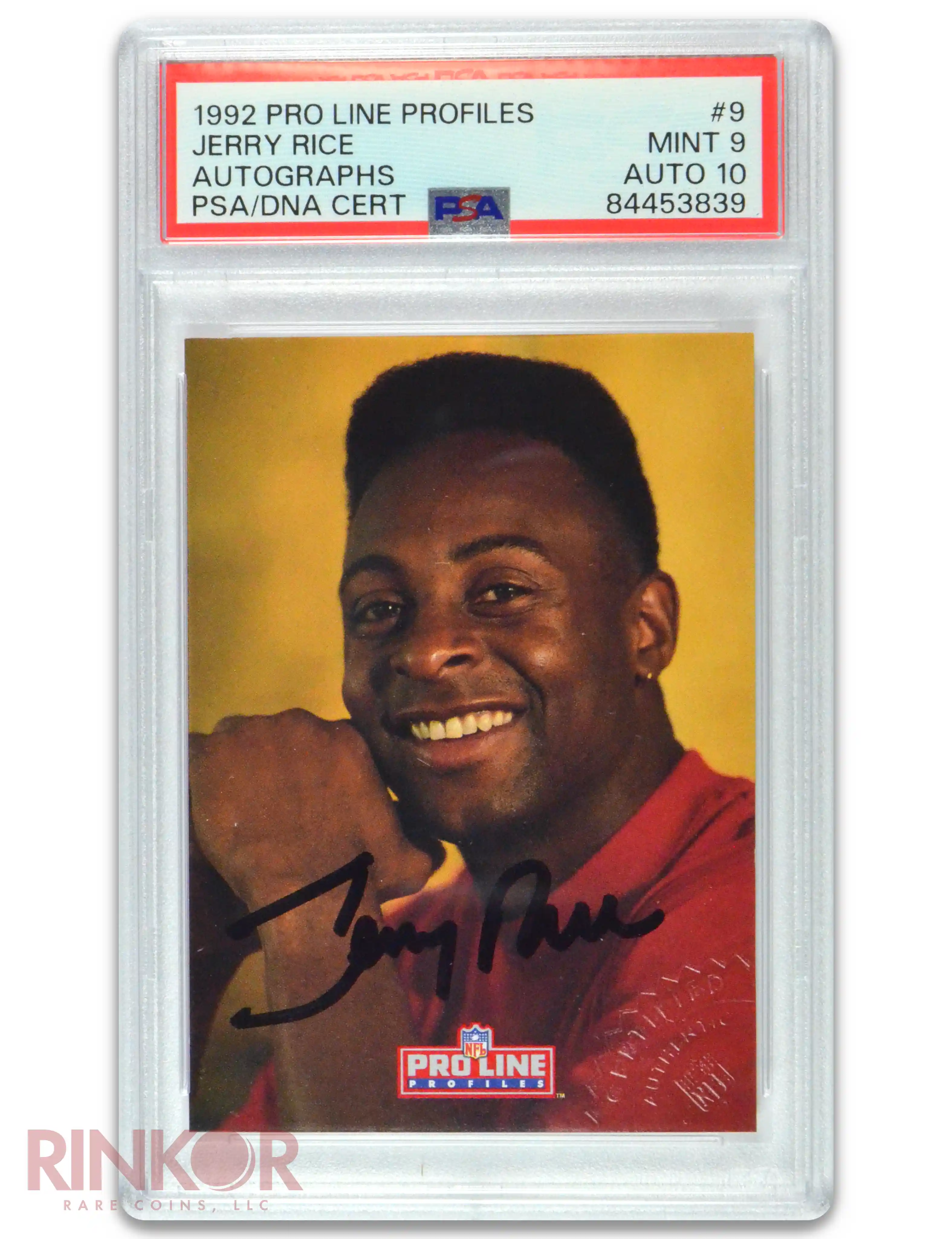 1992 Pro Line Profiles Auto Jerry Rice #9 PSA/DNA MINT 9 AUTO 10