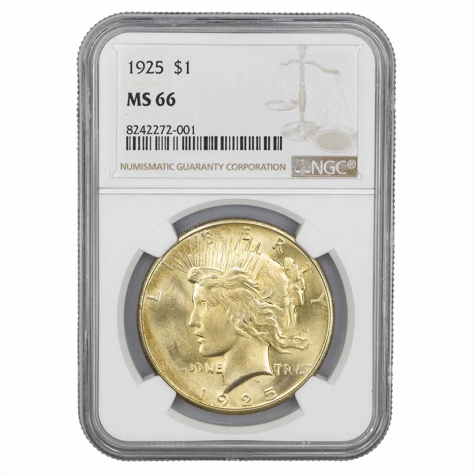 1925 Silver Peace Dollar $1 NGC MS 66