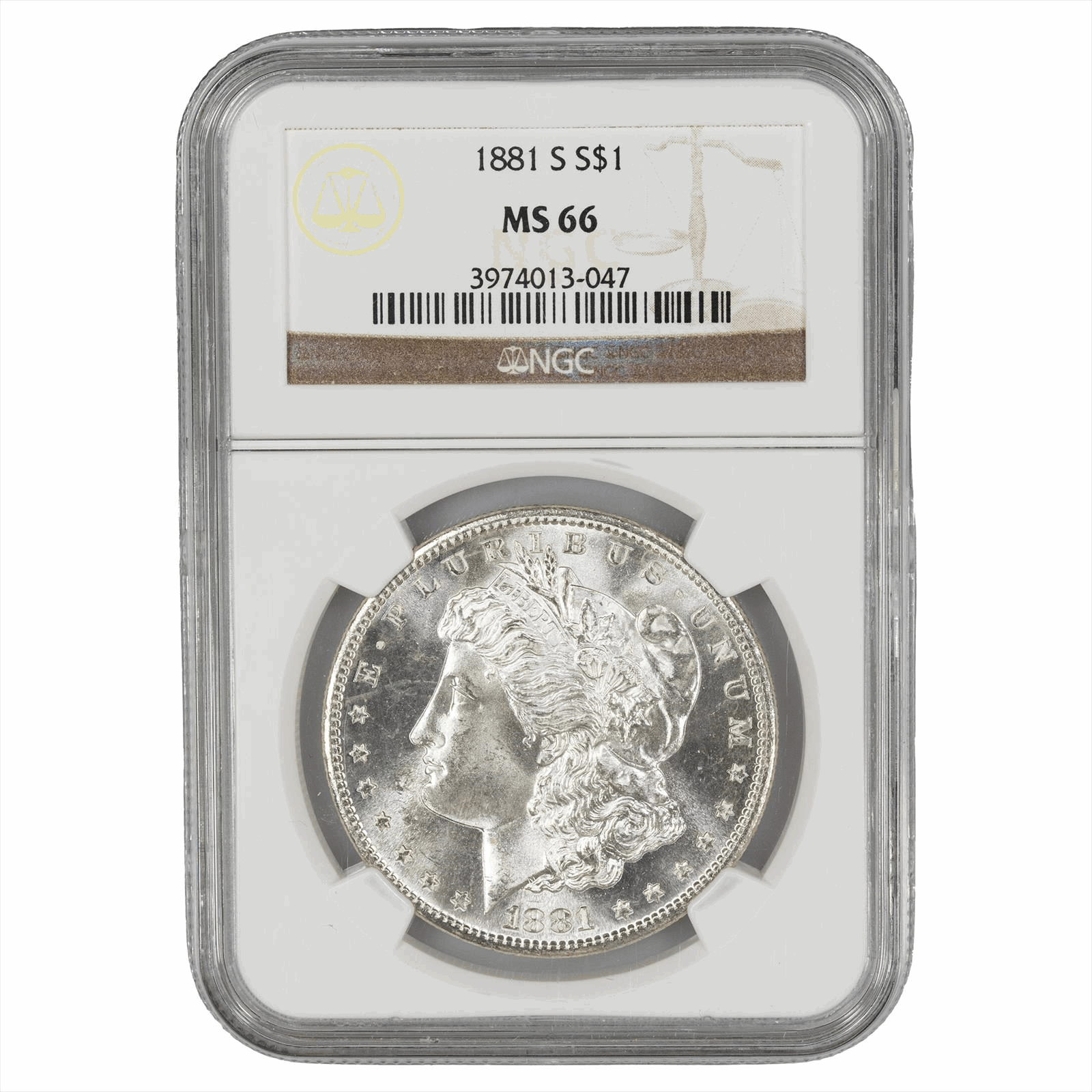 1881 S Morgan Silver Dollar $1 NGC MS 66