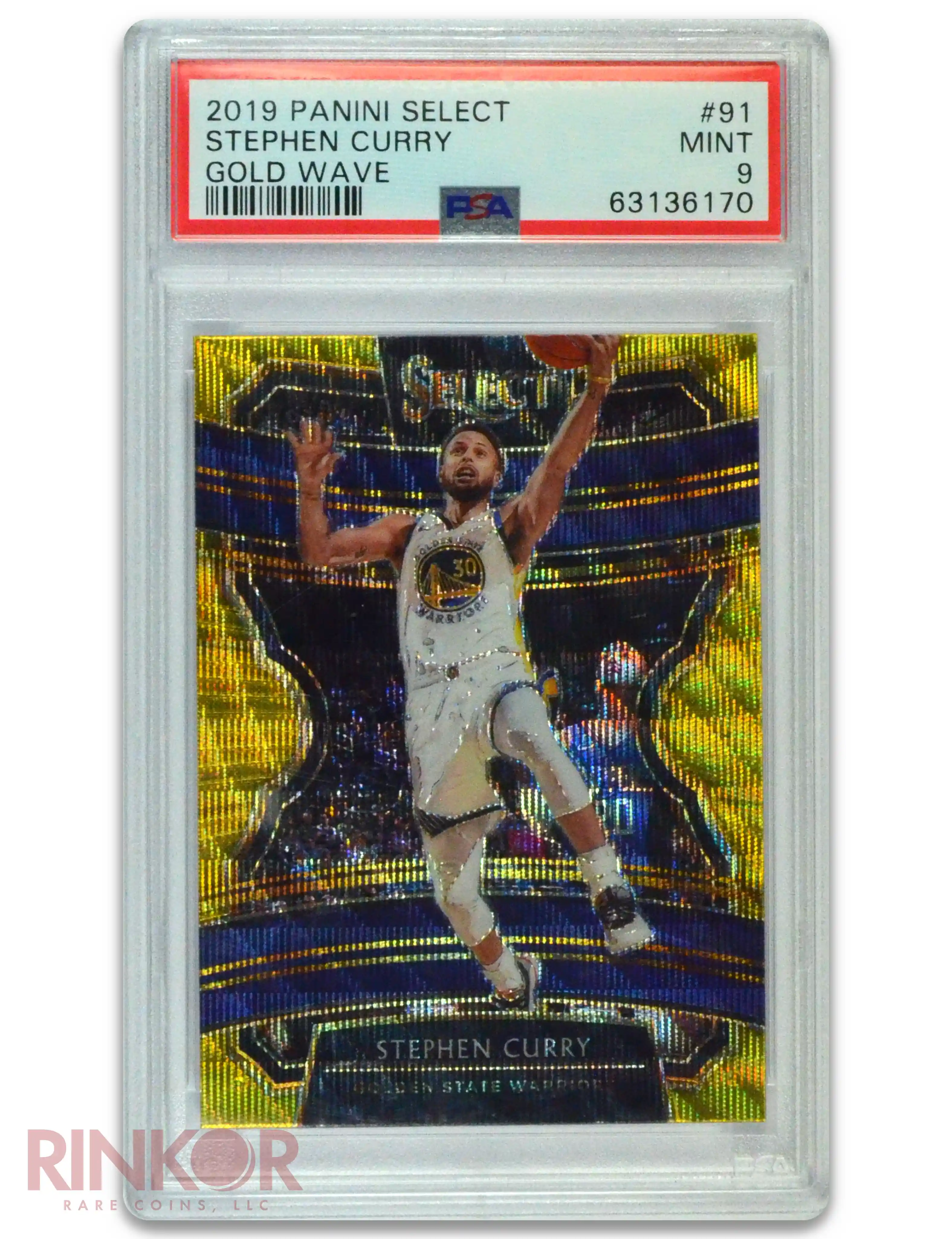 2019 Panini Select Stephen Curry Gold Wave #91 PSA MINT 9