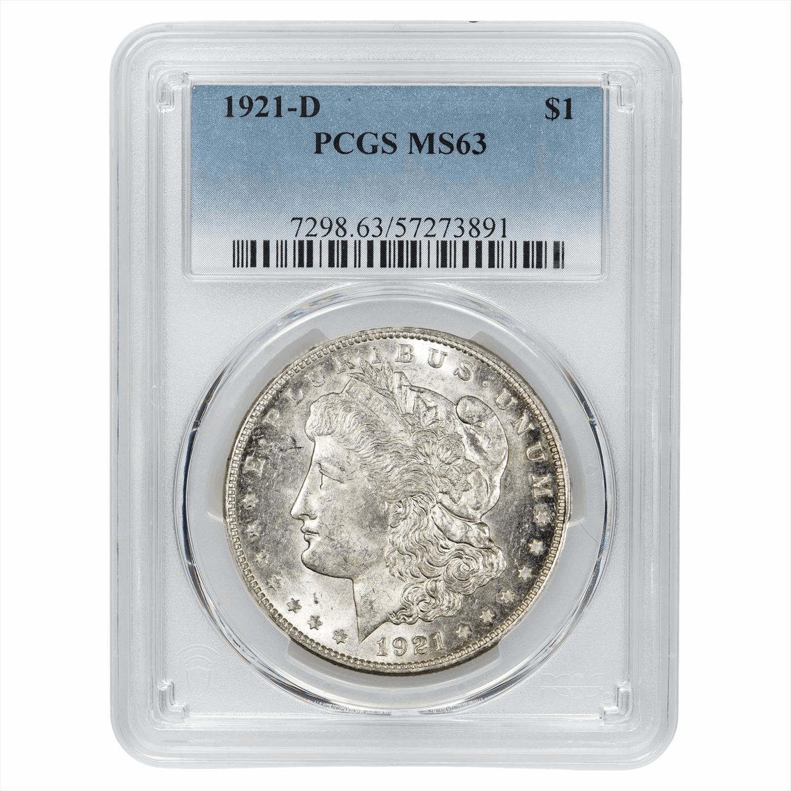 1921-D Morgan Silver Dollar $1 PCGS MS 63