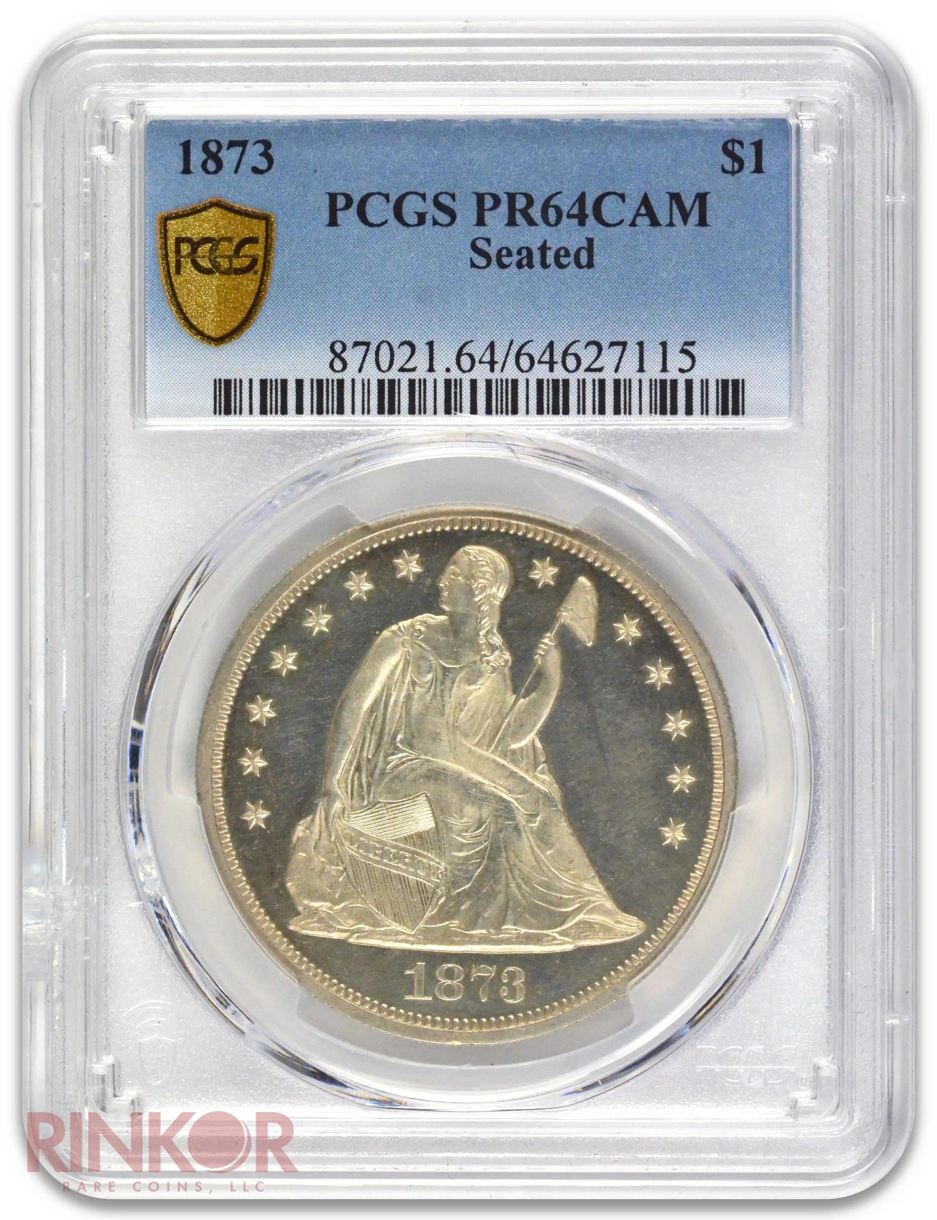1873 $1 Seated Dollar PCGS PR 64 CAM
