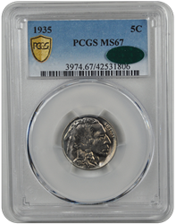 1935 Buffalo PCGS CAC MS 67
