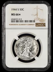 1944 S 50C NGC  MS66★