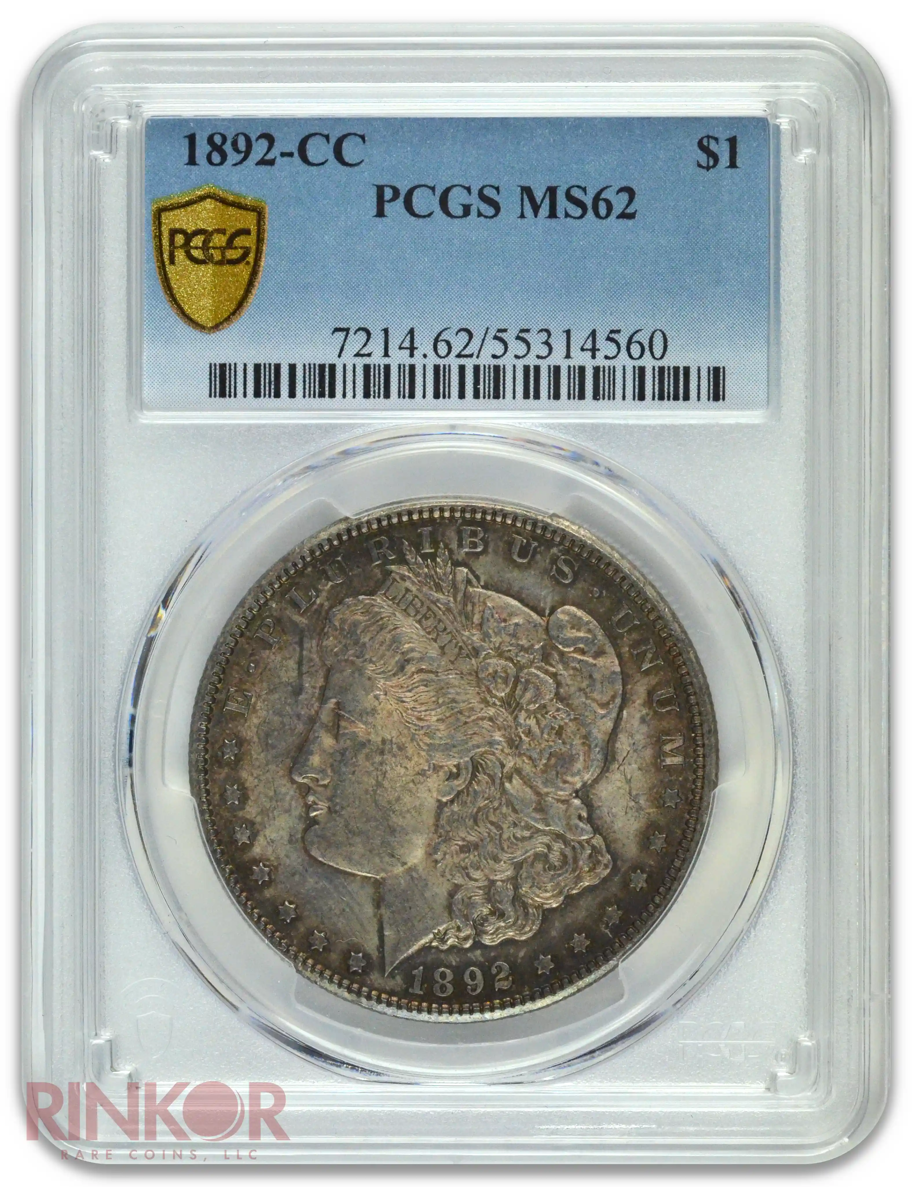 1892-CC $1 Morgan Dollar PCGS MS 62