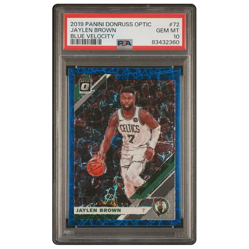 2019 Panini Donruss Optic #72 Jaylen Brown BLUE VELOCITY - PSA GEM MINT 10 Cert #: 83432360