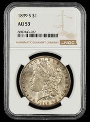 1899 S $1 NGC AU 53