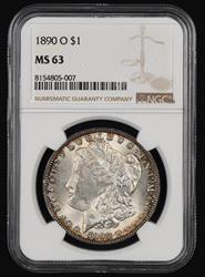1890 O $1 NGC MS63 MS63