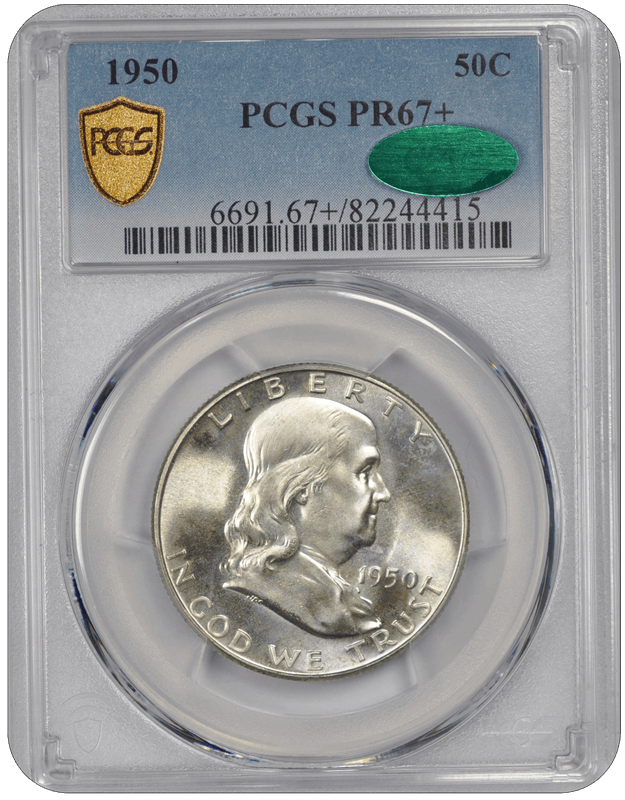 1950 50C Franklin Half Dollar PCGS  (CAC) #3635-1 PR67 +