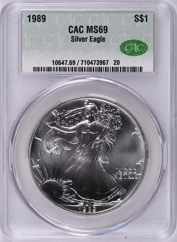 1989 American Silver Eagle CACG MS69 