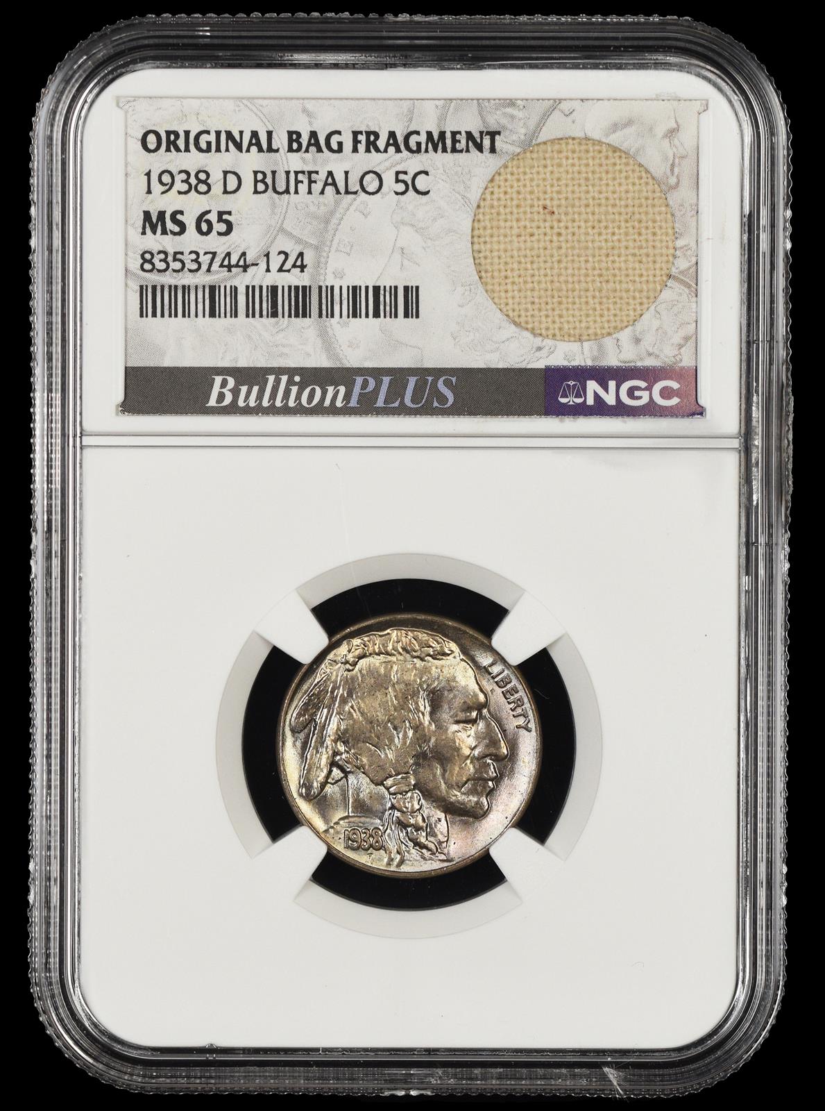 1938 D Buffalo Nickel Bag Fragment NGC MS65