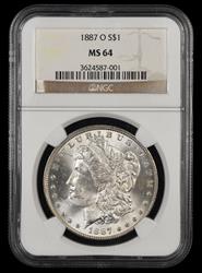 1887 O $1 NGC MS 64