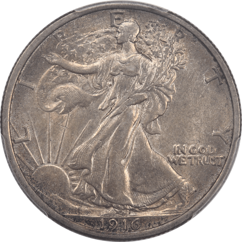 1916 Walking Liberty Half Dollar 50c PCGS AU58 CAC - Nice Original Coin