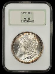 1887 $1 Attractively Toned NGC  MS65
