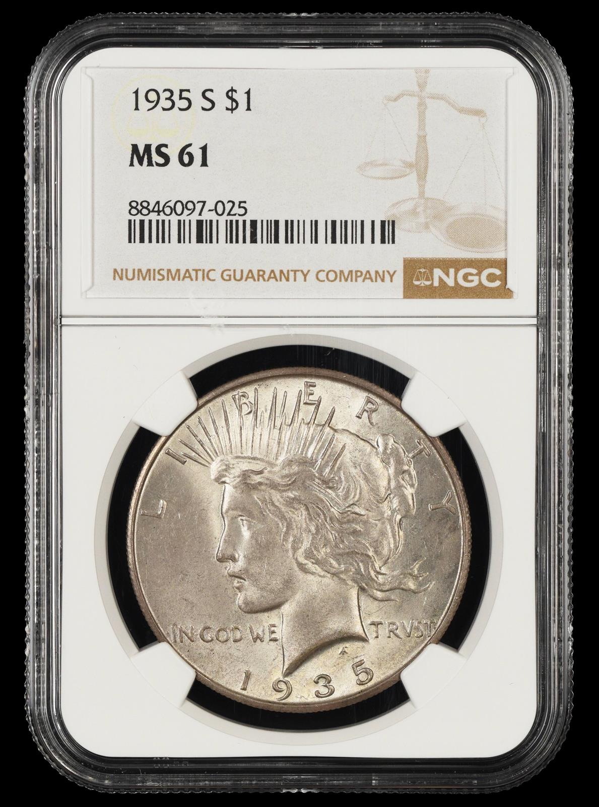 1935 S $1 NGC MS 61