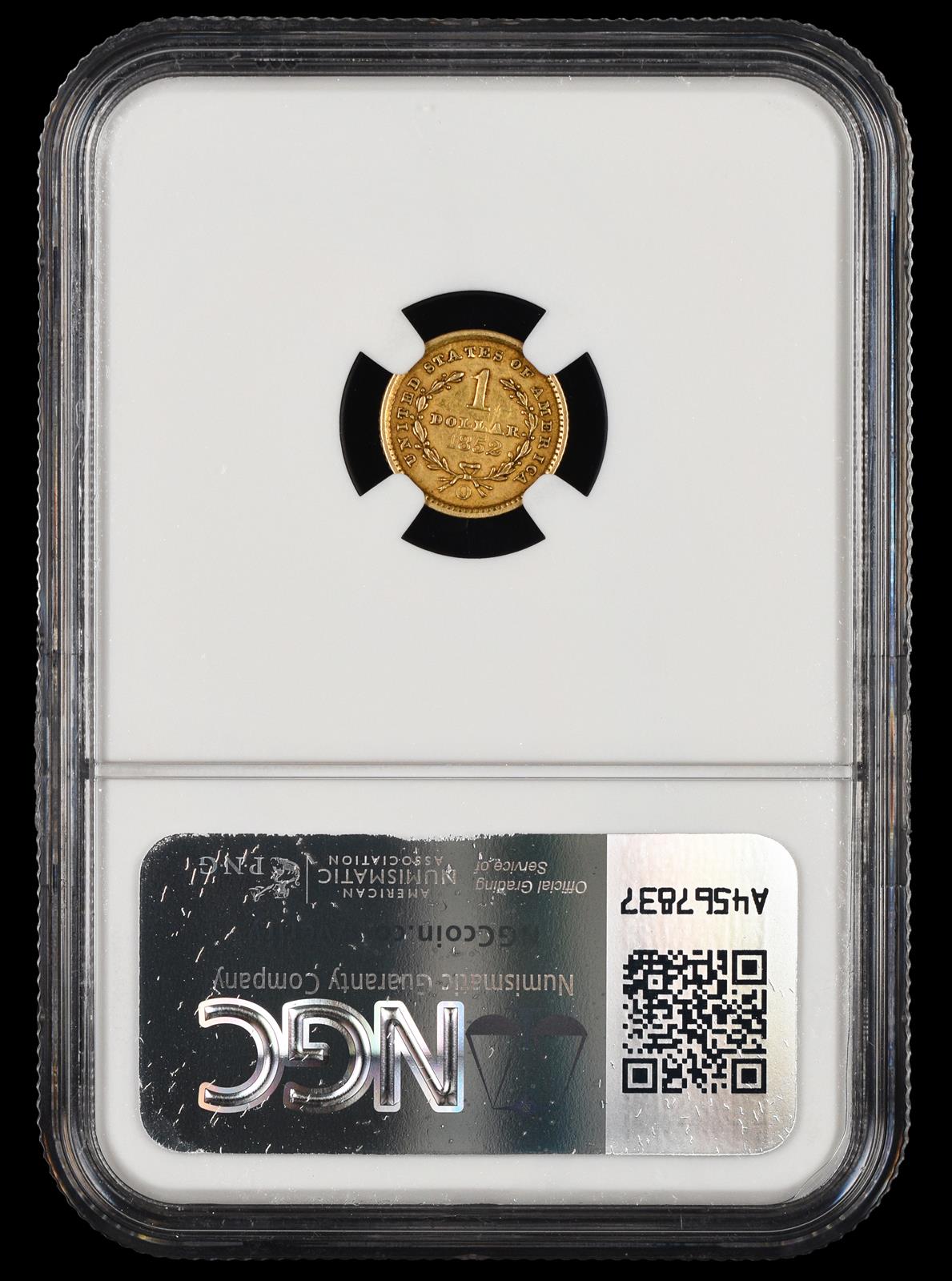 1852 O $1 Gold NGC AU-55 reverse