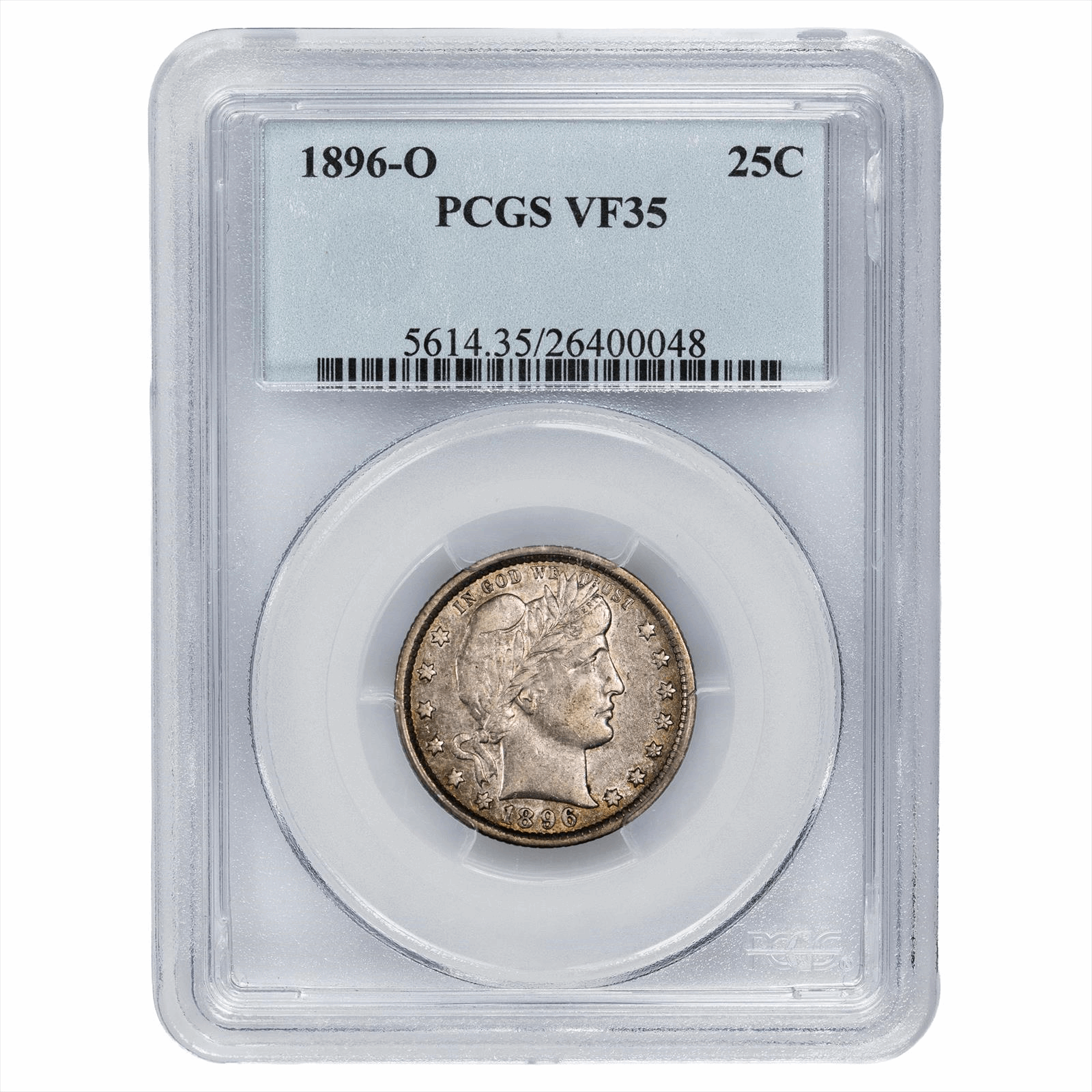 1896-O Barber Quarter 25C PCGS VF 35