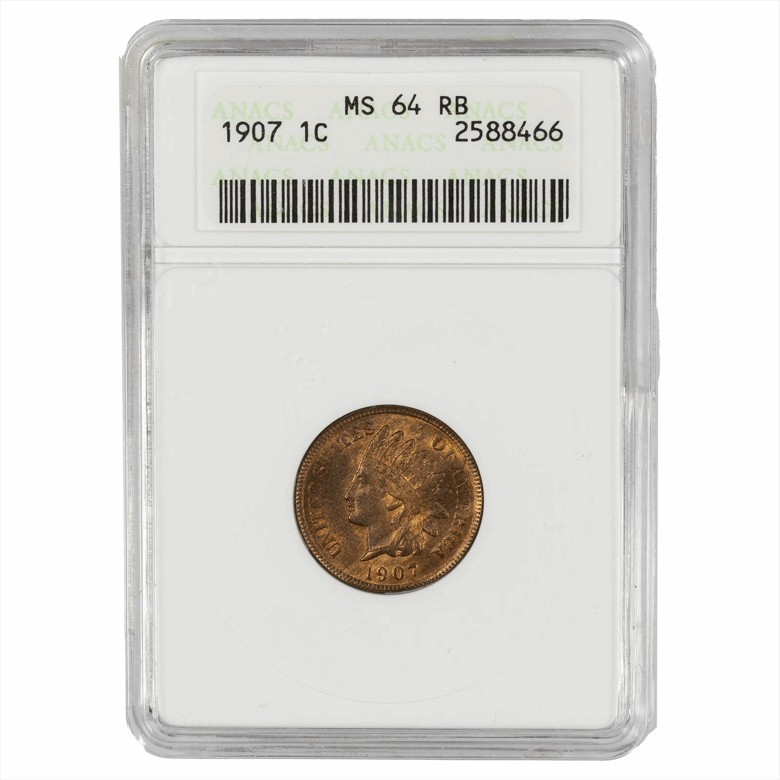 1907 Indian Head Cent 1C PCGS MS 64 RB