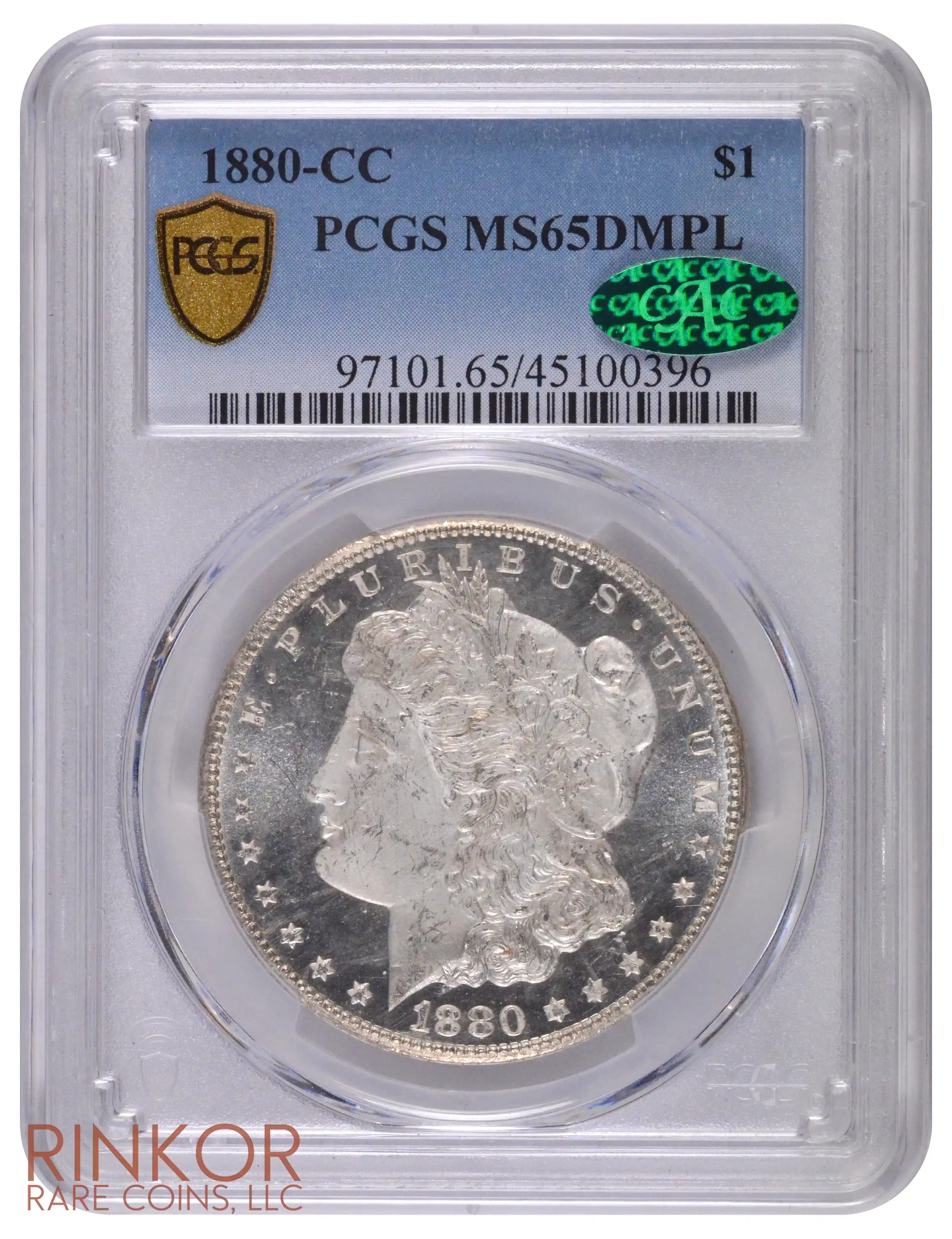 1880-CC $1 PCGS MS 65 DMPL CAC