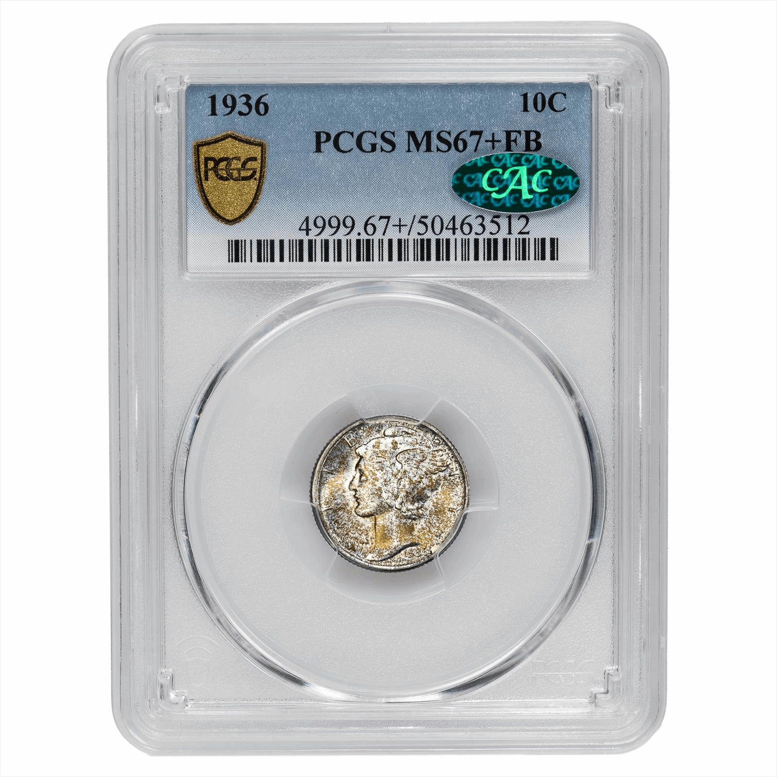 1936 Mercury Dime 10C PCGS MS 67+ FB CAC