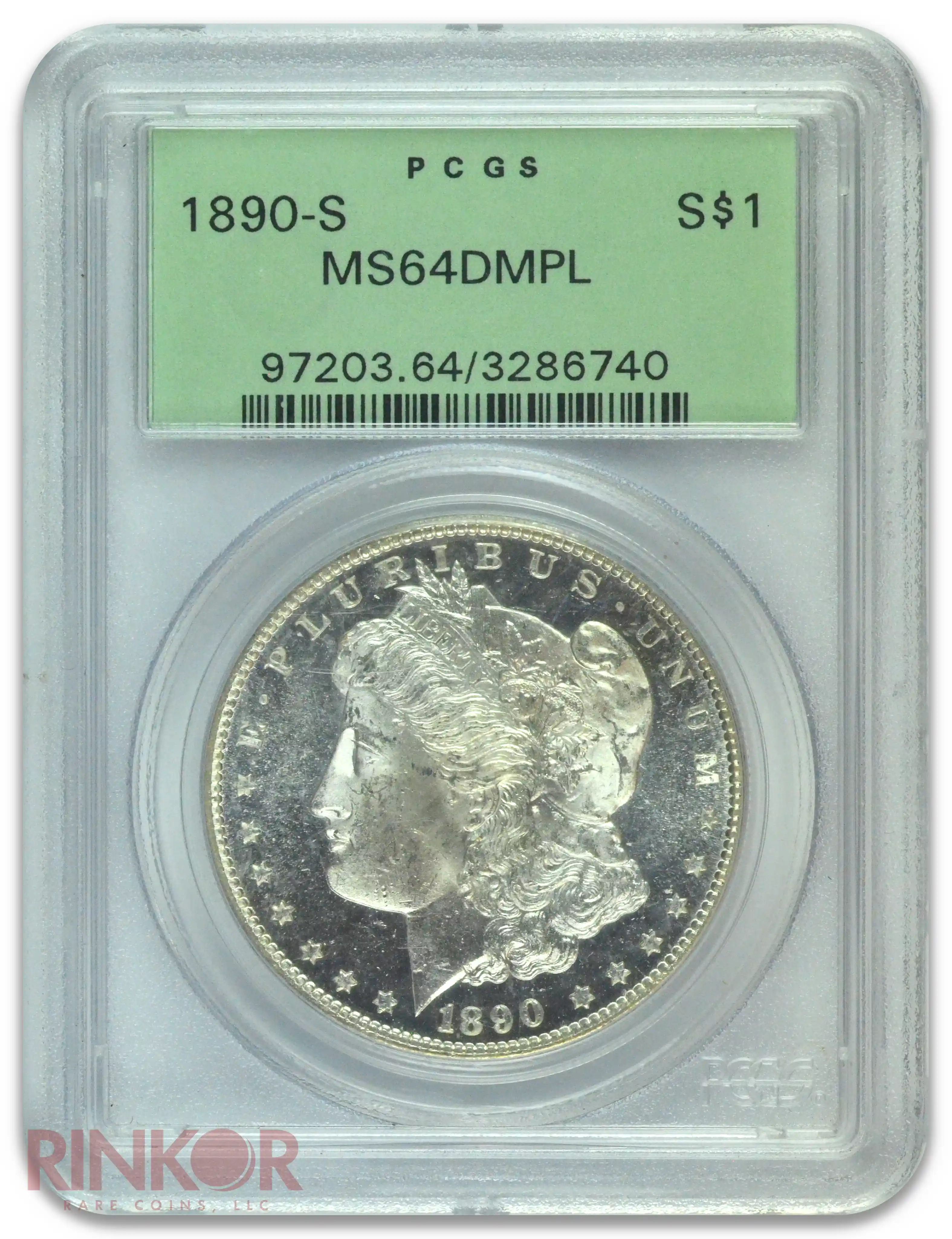 1890-S $1 Morgan Dollar PCGS MS 64 DMPL
