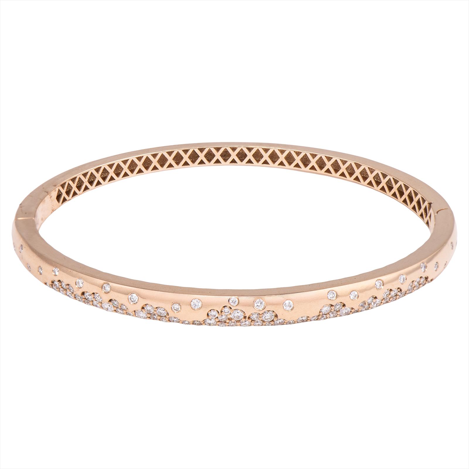 Ladys 18K Rose Gold Bracelet with Diamonds 1.50 CWT Approx. 5.3mm Wide 