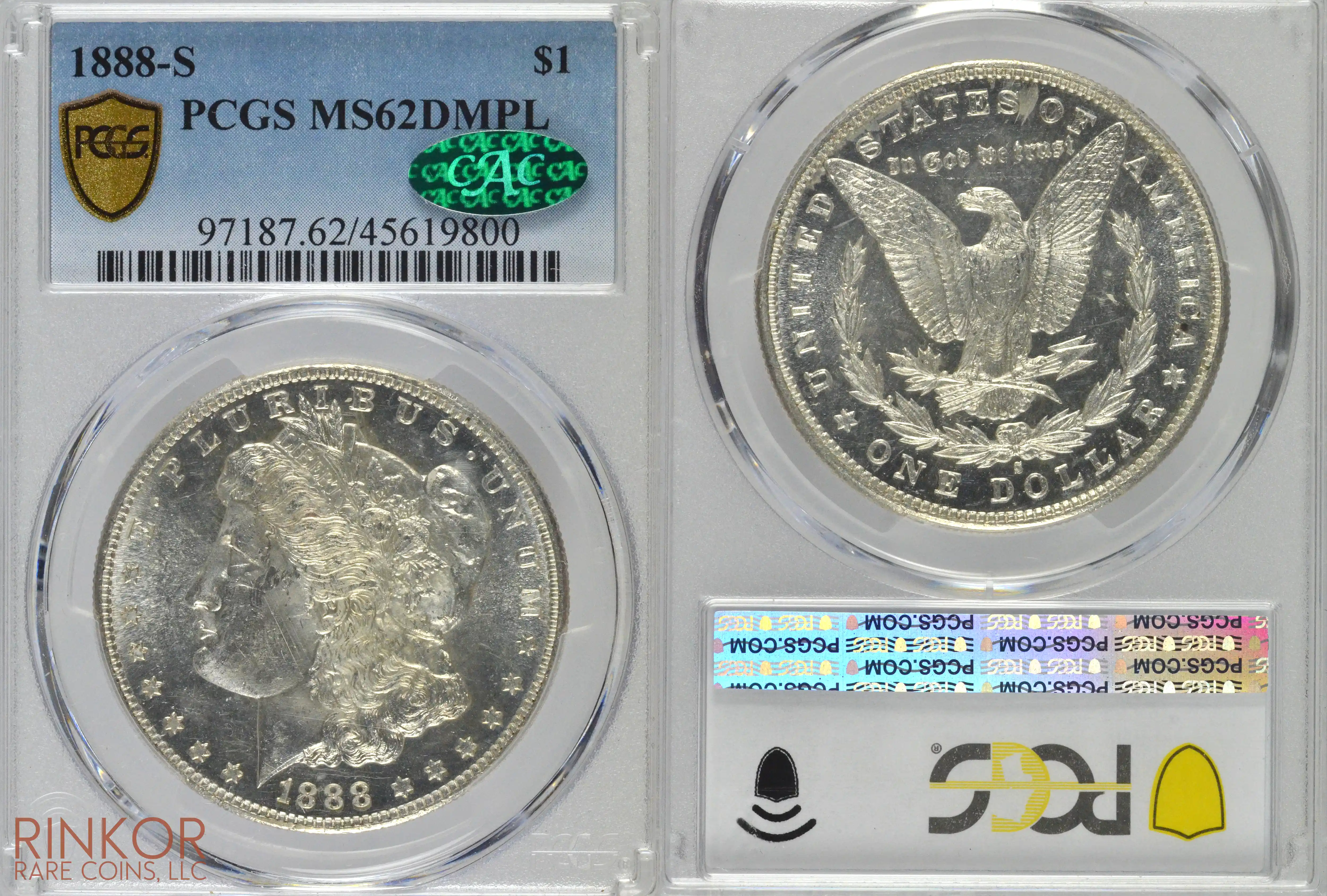 1888-S $1 PCGS MS 62 DMPL CAC