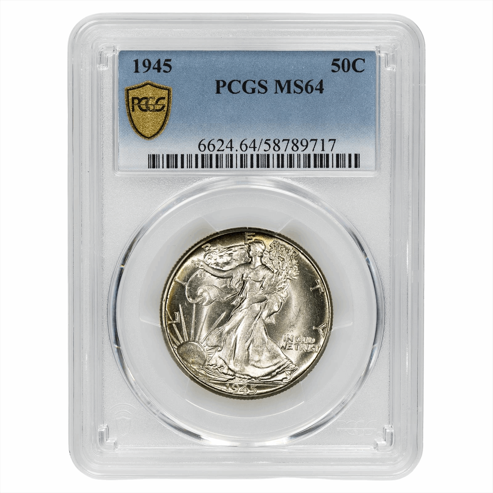 1945 Walking Liberty Half Dollar 50C PCGS MS 64