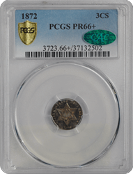 1872 3CS Three Cent Silver PCGS  (CAC) #3251-1 PR66+