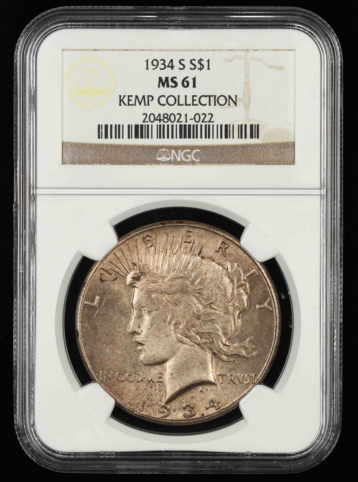 1934 S $1 Kemp Collection NGC MS 61