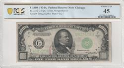 Fr. 2212-G 1934A $1,000 Federal Reserve Note Chicago PCGS Choice XF 45 