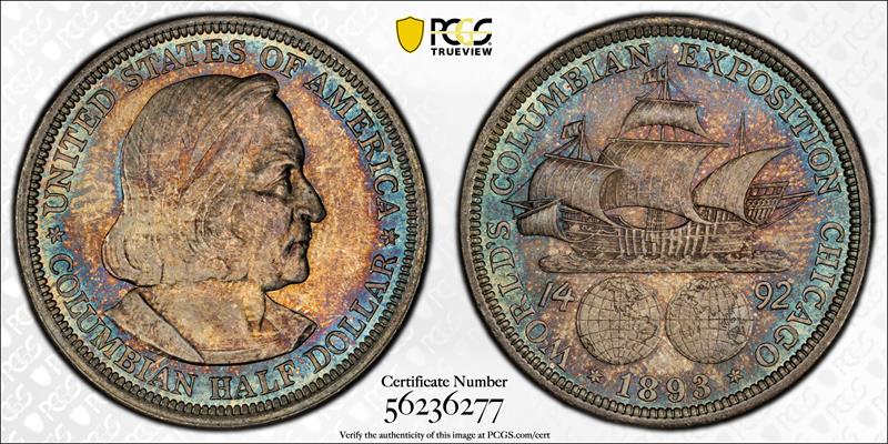 1893 Columbian 50C PCGS MS 66+ CAC