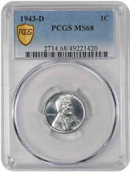1943-D Lincoln PCGS MS 68