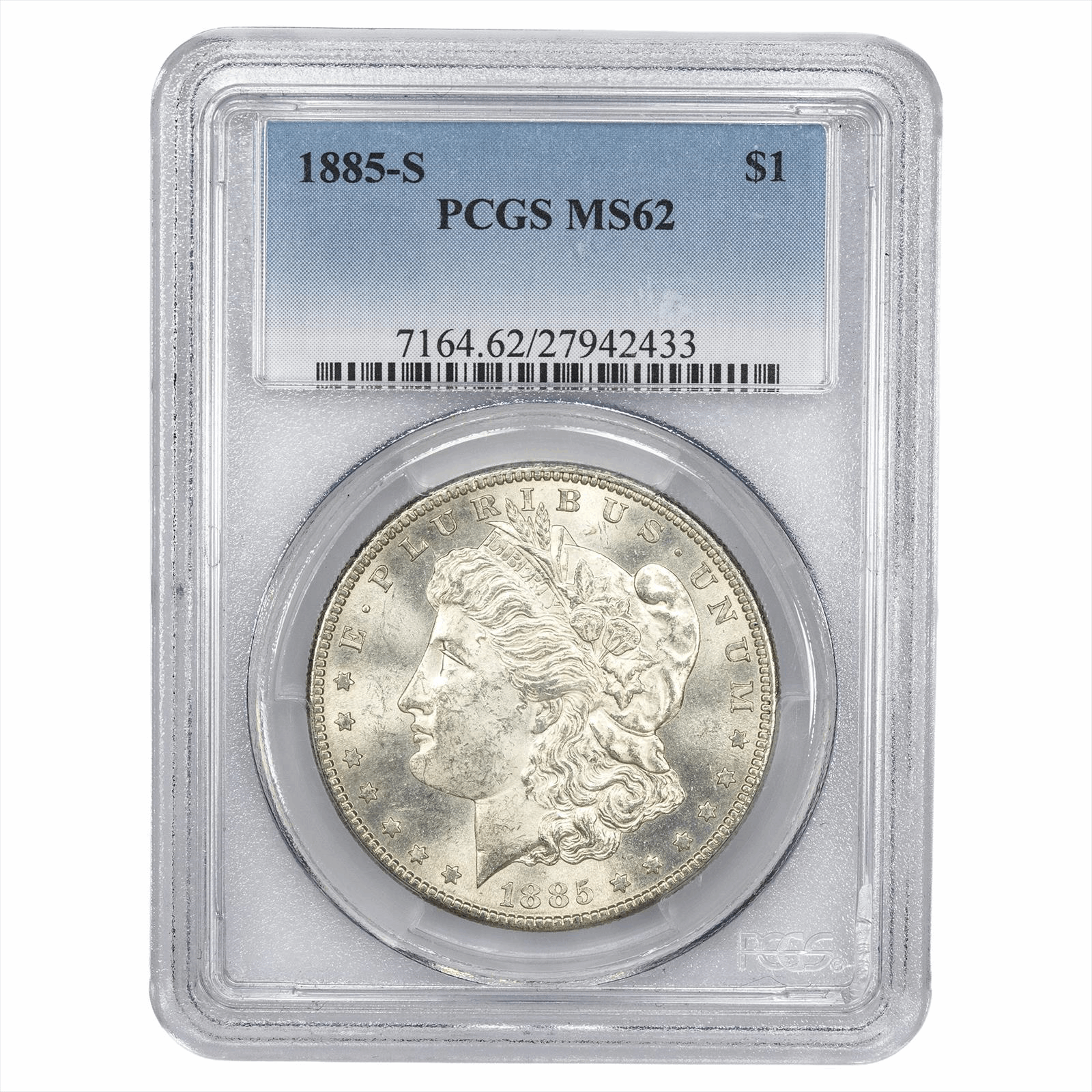 1885-S Morgan Silver Dollar $1 PCGS MS 62