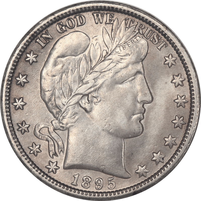 1895-O Barber Half Dollar Raw Ungraded Coin Uncirculated Details,  Light Golden Toning