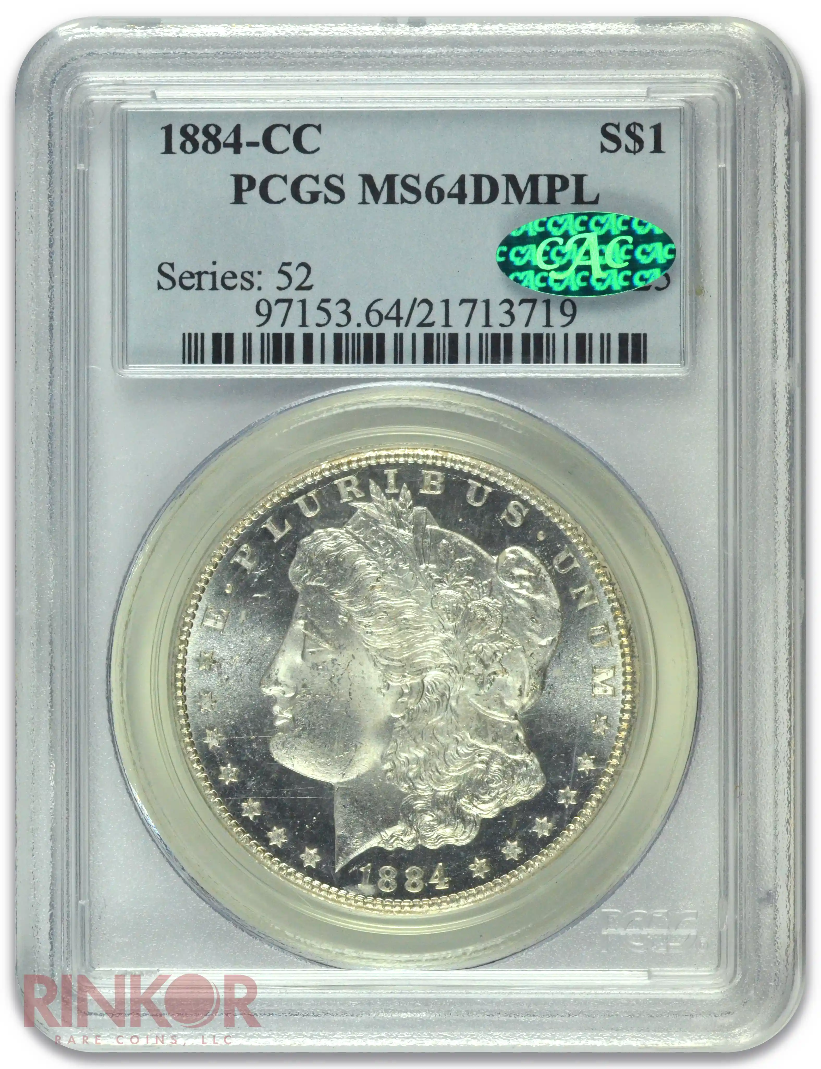 1884-CC $1 Morgan Dollar PCGS MS 64 DMPL CAC