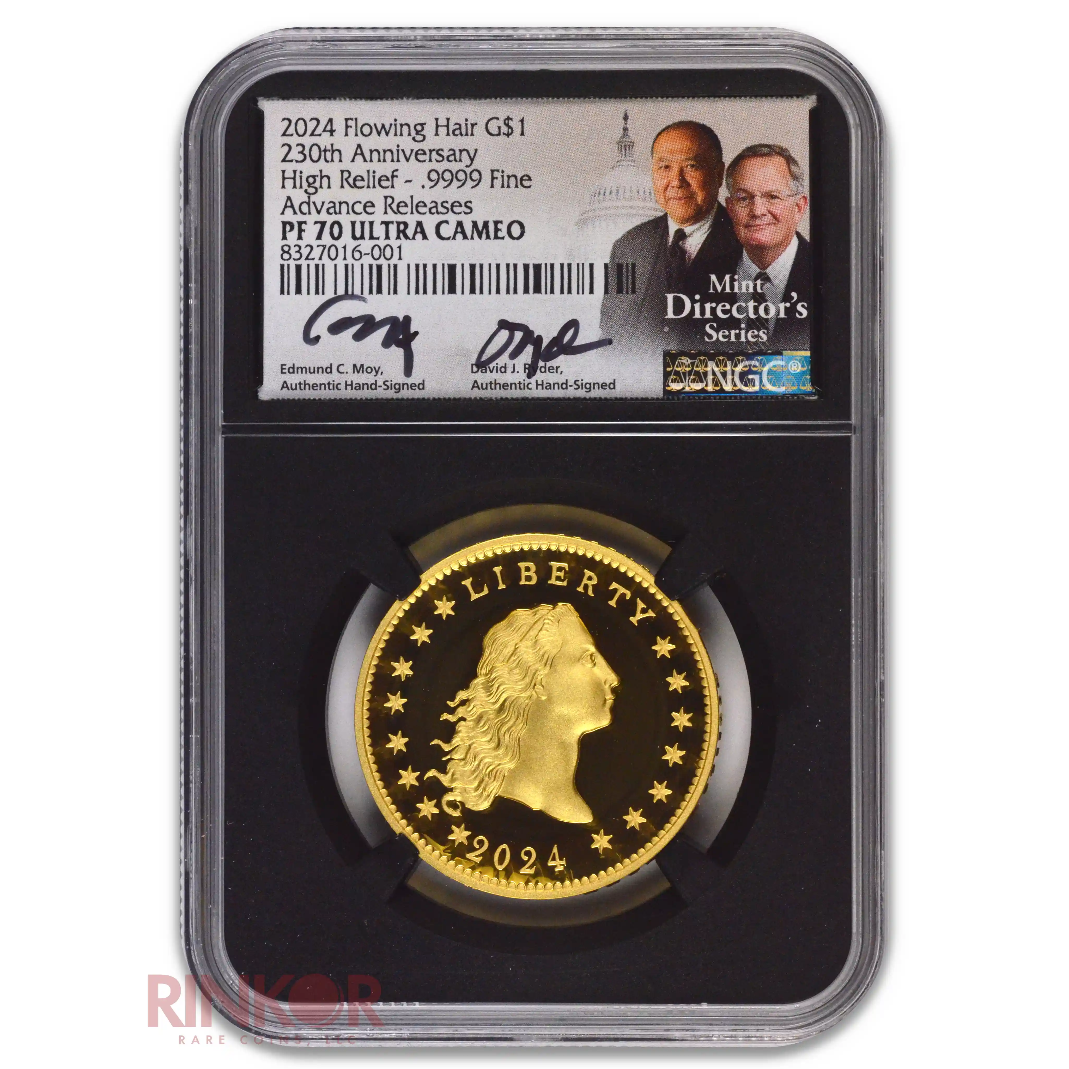 2024 Flowing Hair 230th Anniversary 1oz Gold High Relief Advance Releases NGC PF 70
