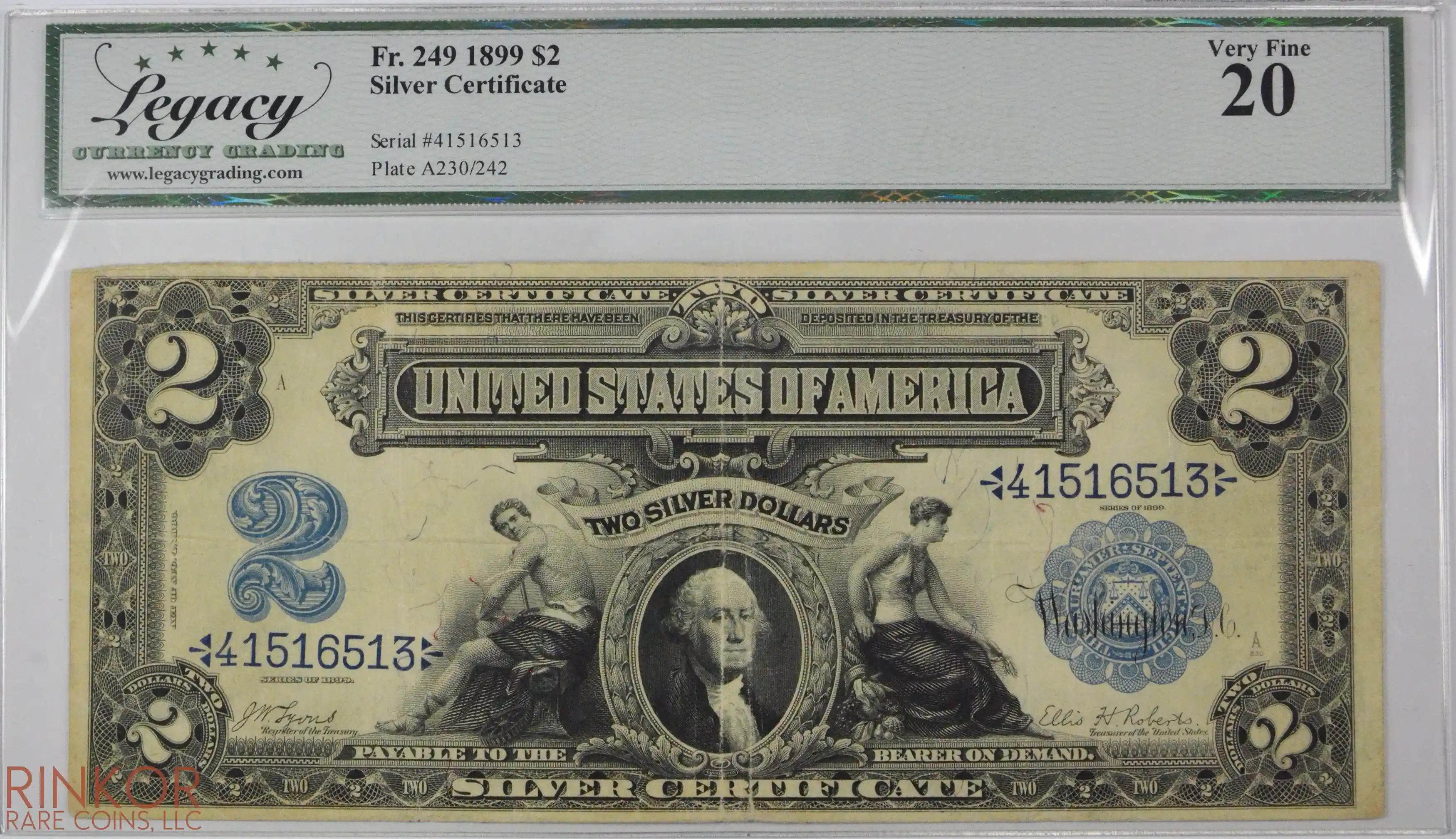 1899 $2 Fr. 249 Silver Certificate LCG VF-20