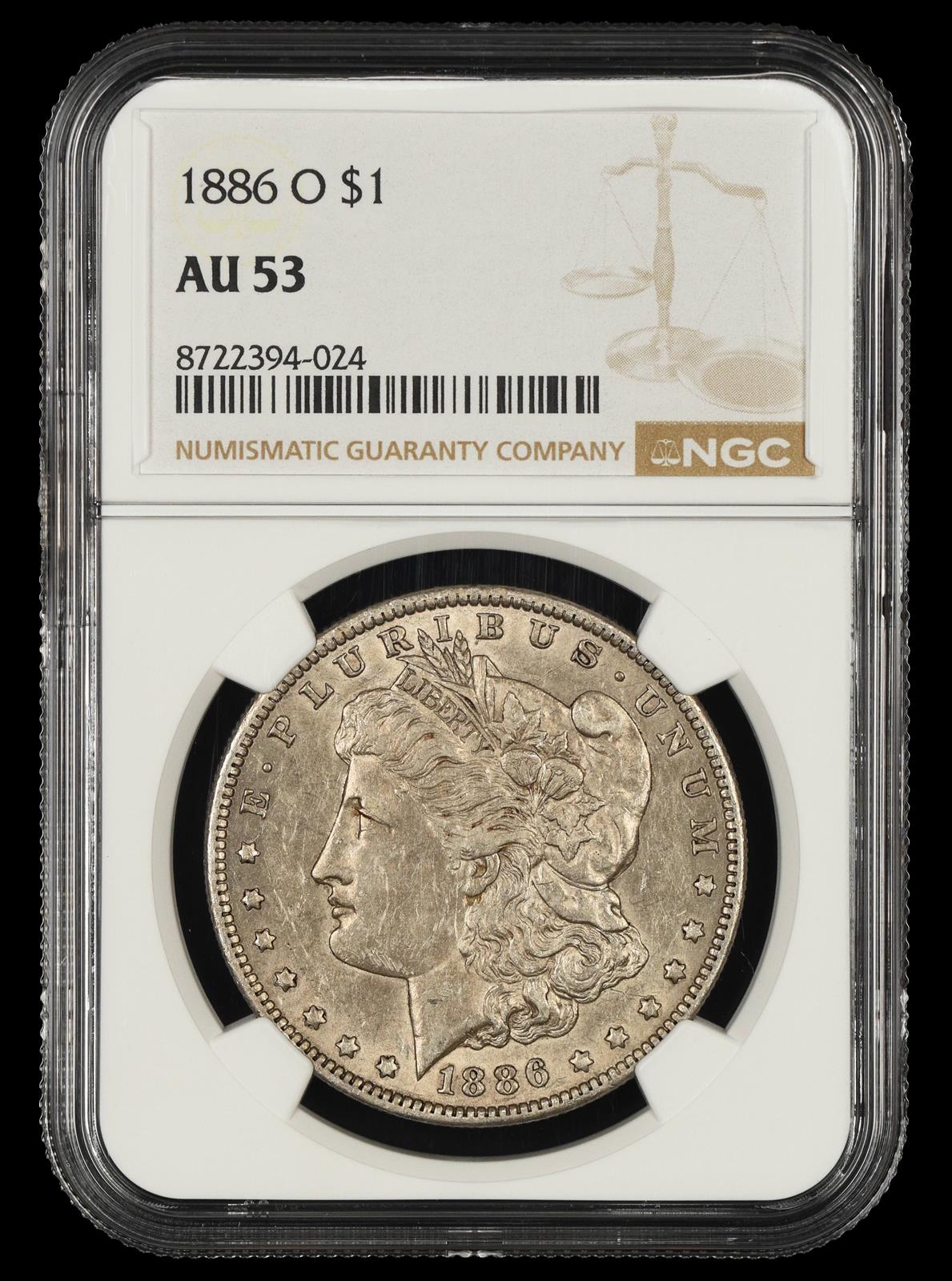 1886 O $1 NGC AU-53