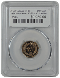 1864 Indian Head PCGS CAC CAM 66