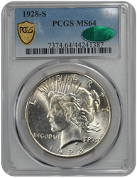 1928-S Peace PCGS CAC MS 64