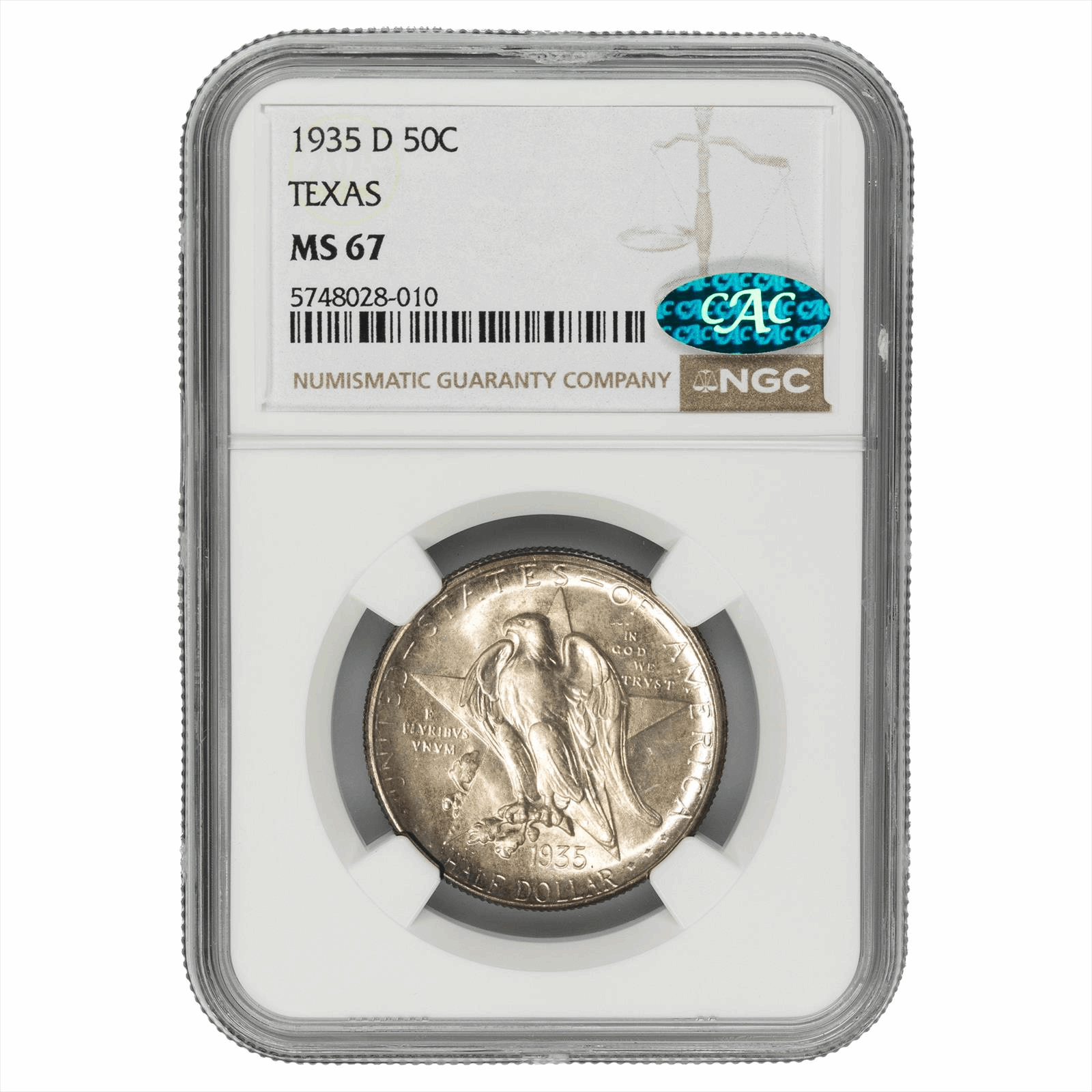 1935D Texas Half Dollar 50C NGC MS 67 CAC