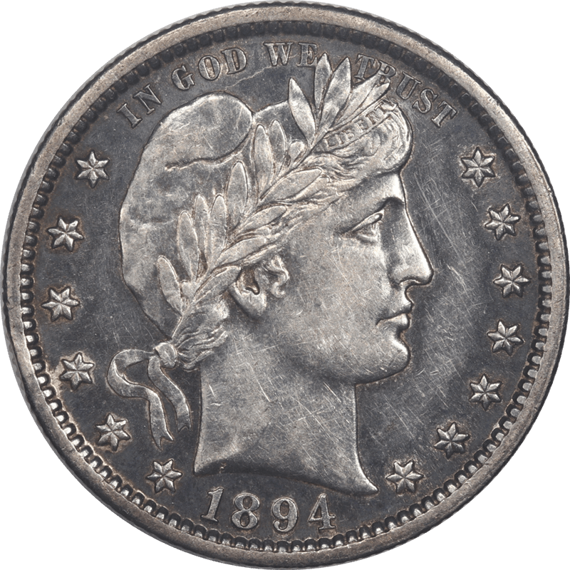 1894-S Barber Quarter 25c Raw Ungraded Coin Extra Fine